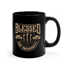 CHHU BLESSED 11oz Black Mug (gold logo)