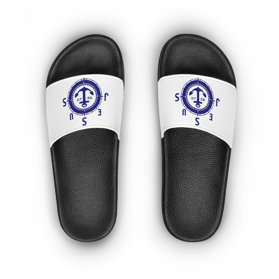 JESUS OUR ANCHOR Women's Slide Sandals (white)