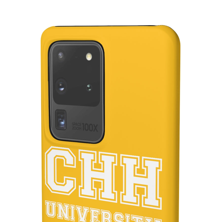 CHH UNIVERSITY SNAP CASE (white logo, yellow)