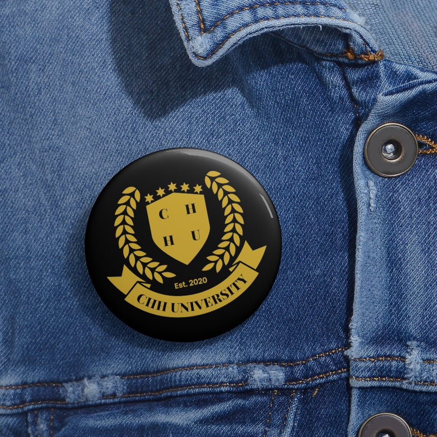 CHHU CREST Button (gold logo, black)