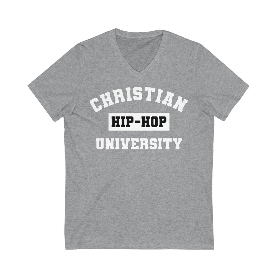 CHRISTIAN HIP-HOP UNIVERSITY V-Neck UNI-TEE® (white logo)