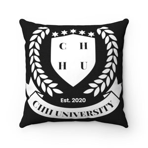 CHHU CREST Pillow (white logo, black)