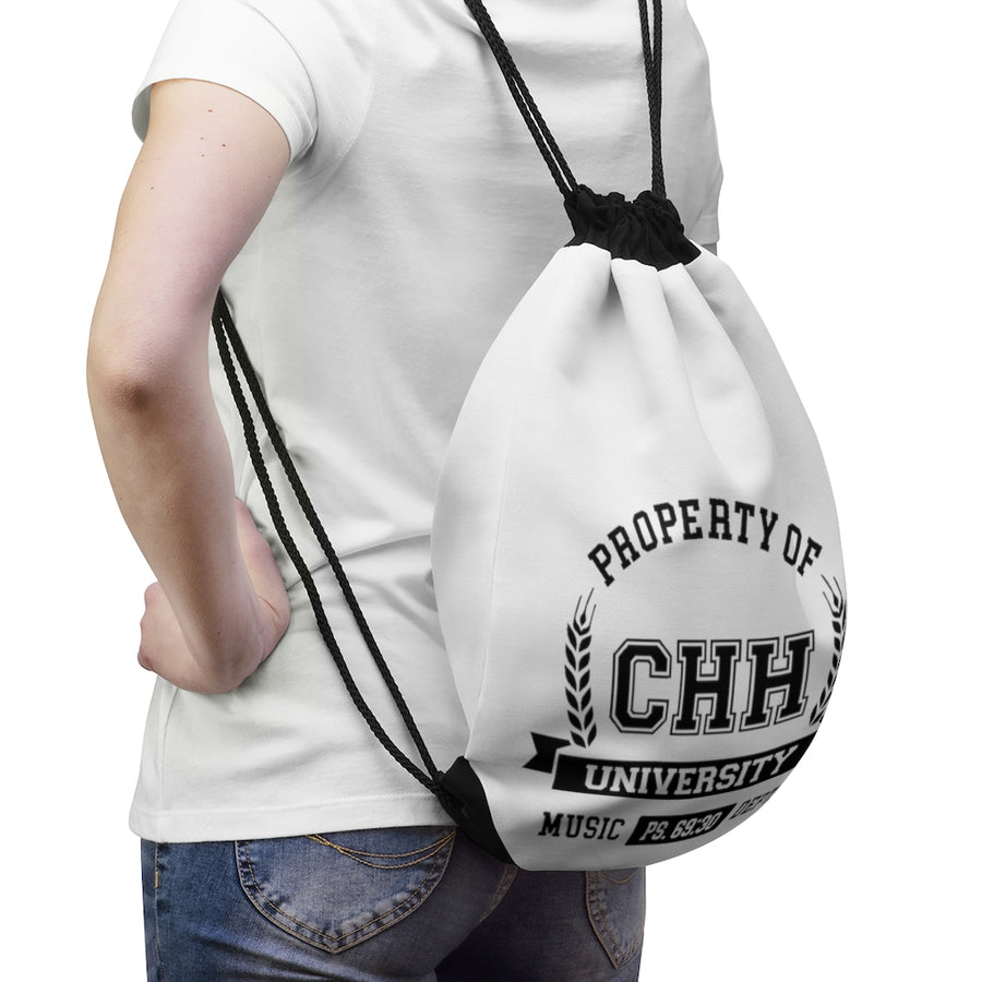 CHHU PROPERTY OF Drawstring Bag (black logo)