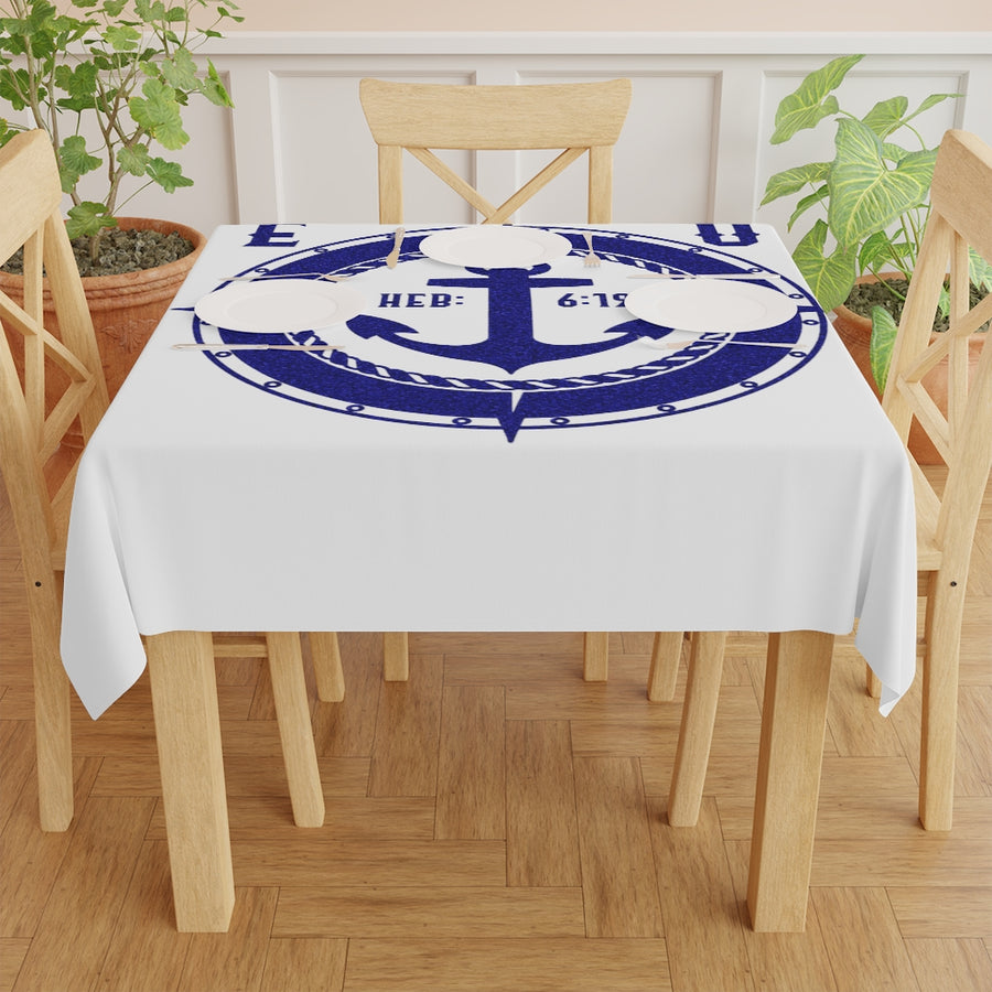 JESUS OUR ANCHOR Tablecloth (white)