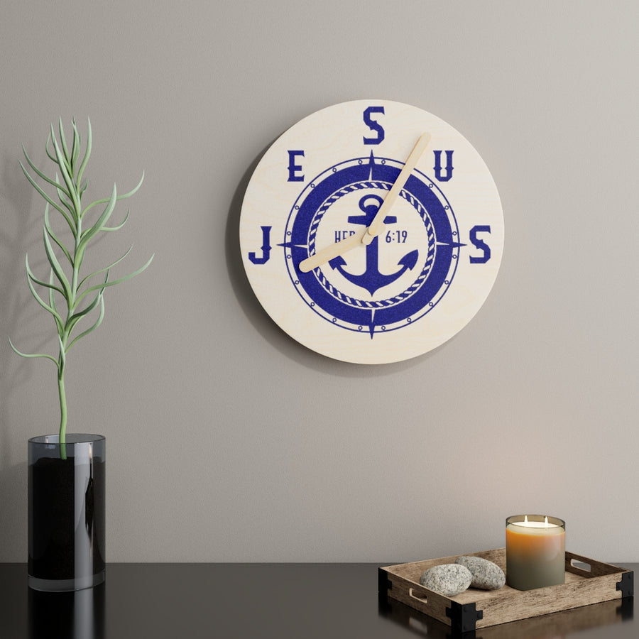 JESUS OUR ANCHOR Wooden Wall Clock