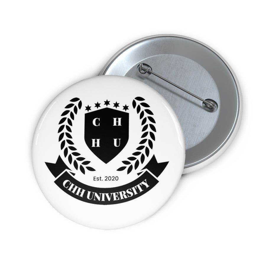 CHHU CREST Button (black logo, white)