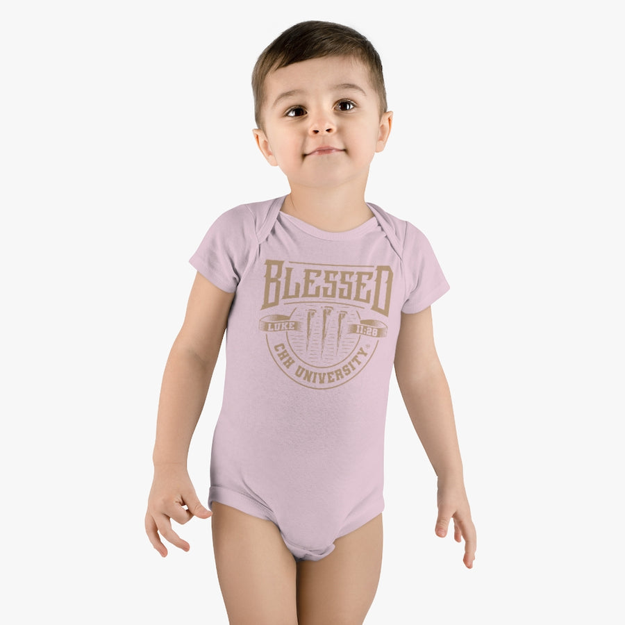 CHHU BLESSED Short Sleeve Onesie® (gold logo)