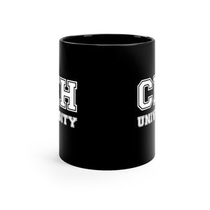 CHH UNIVERSITY 11oz Black Mug (white logo)
