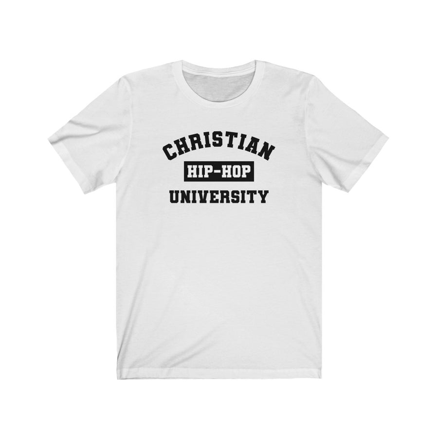 CHRISTIAN HOP-HOP UNIVERSITY V-NECK UNI-TEE® (Black logo)