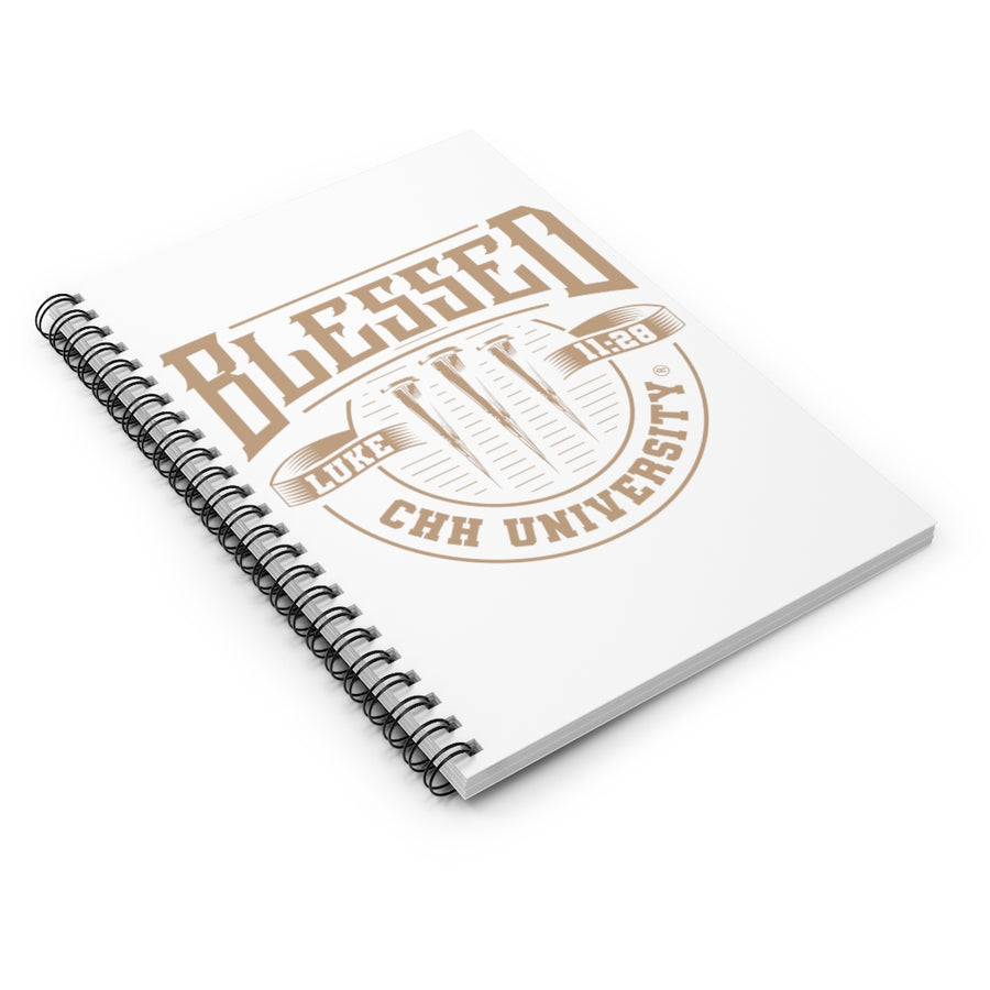 CHHU BLESSED Spiral Notebook - (white/gold logo)