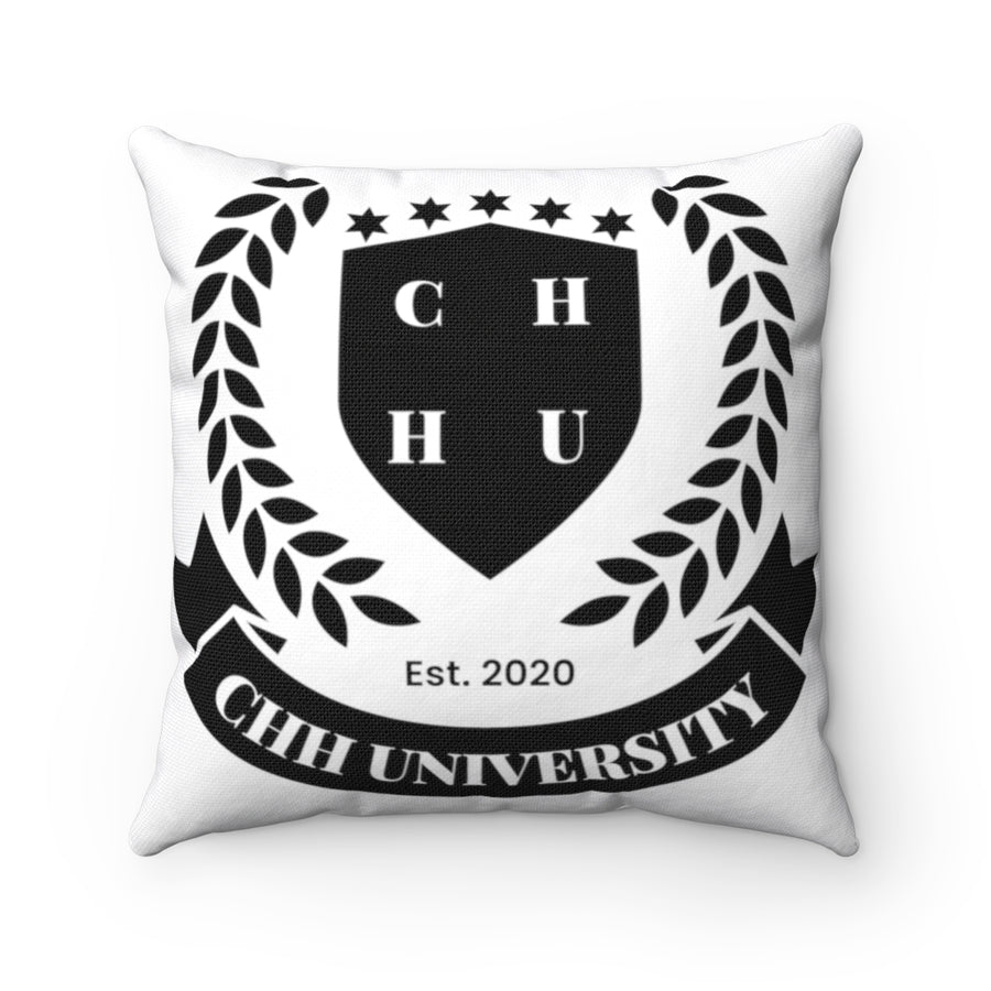 CHHU CREST Pillow (black logo, white)