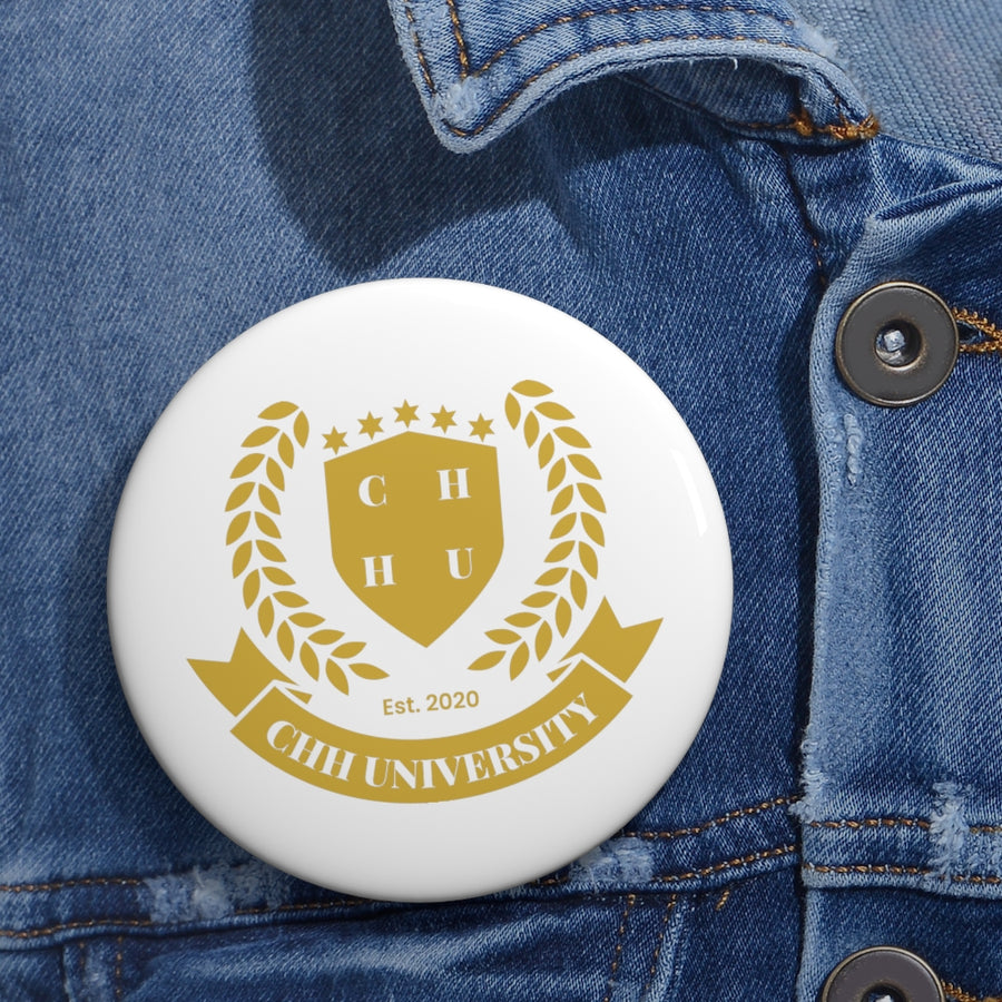 CHHU CREST Button (gold logo, white)